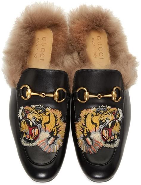 fur gucci slides|Gucci fur slides men's.